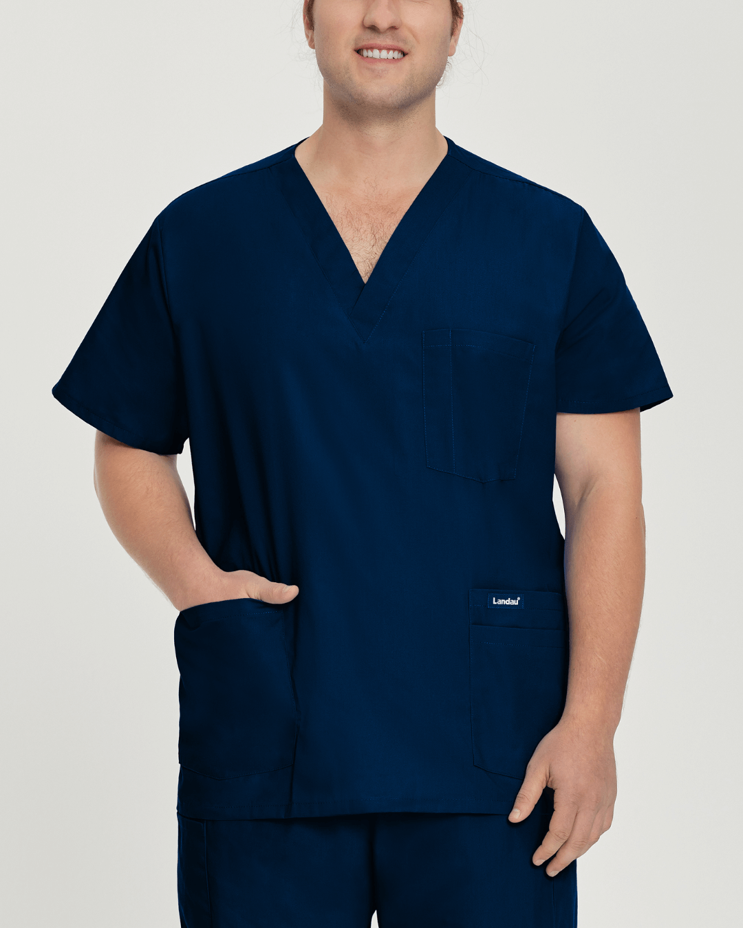 Essentials Men's 5-Pocket V-Neck Scrub Top - 7489