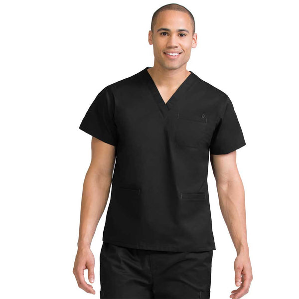 Medcouture Men’s 3 Pocket Black Scrub Top - 8471 - Hunter Scrubs