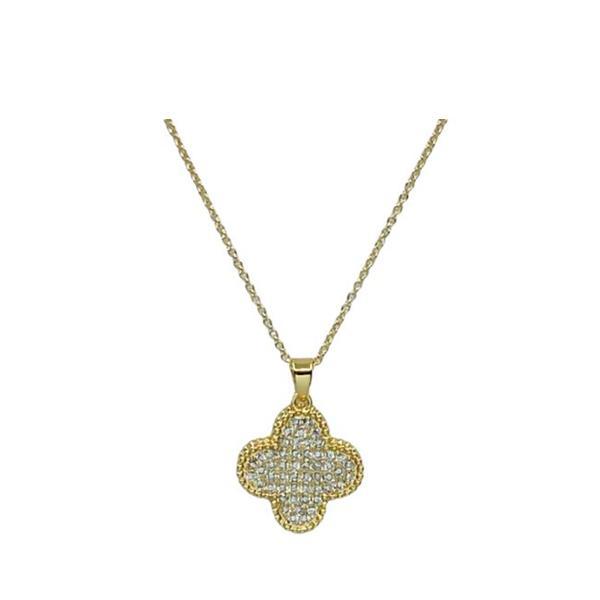 Pave Clover on Gold Fill Chain: (NCP48CLVR) Necklaces athenadesigns 