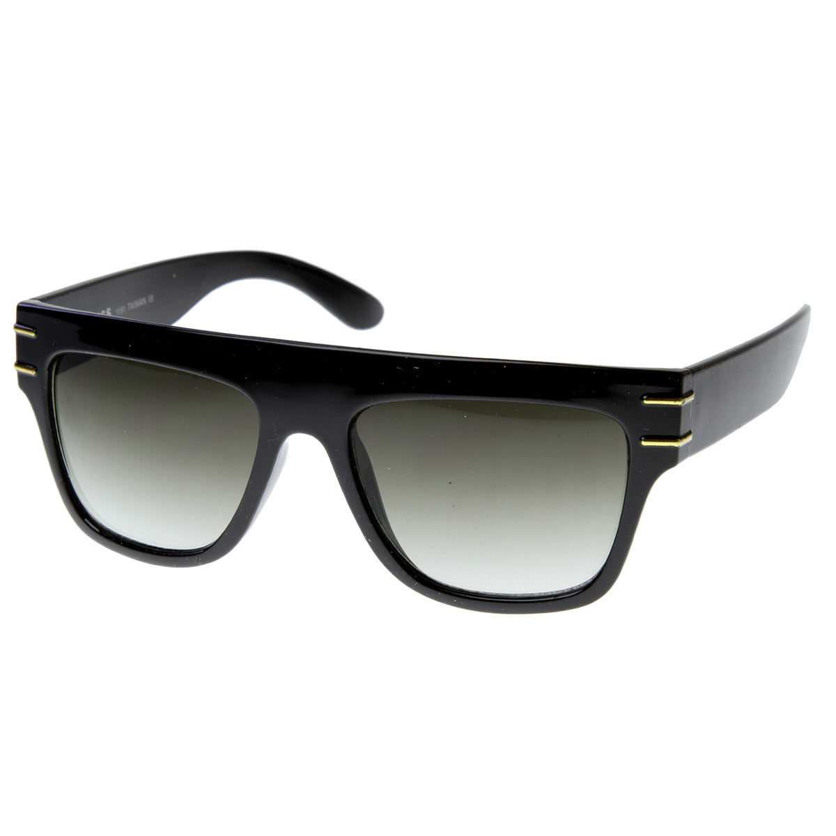 Vintage Inspired Flat Top Mod Sunglasses with Temple Details - sunglass.la