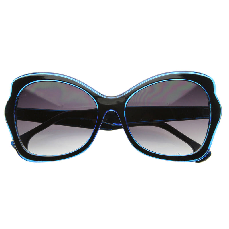 Designer Inspired Womens Oversized Butterfly Shaped Two-Tone Sunglasse ...