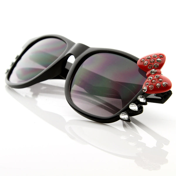 Womens Fashion Bling Hello Kitty Bow Whiskers Sunglasses With Rhinesto Sunglass La