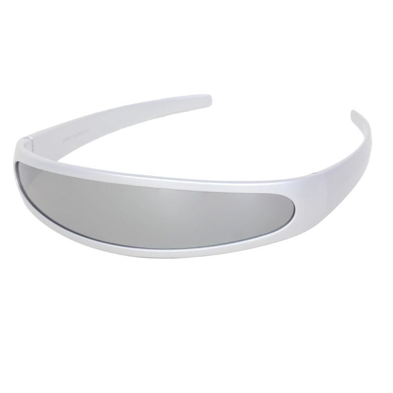 Futuristic Narrow Cyclops Color Mirrored Lens Visor Sunglasses