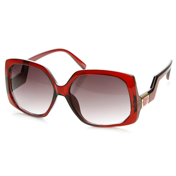 Womens Oversized Low Temple Square Sunglasses - sunglass.la