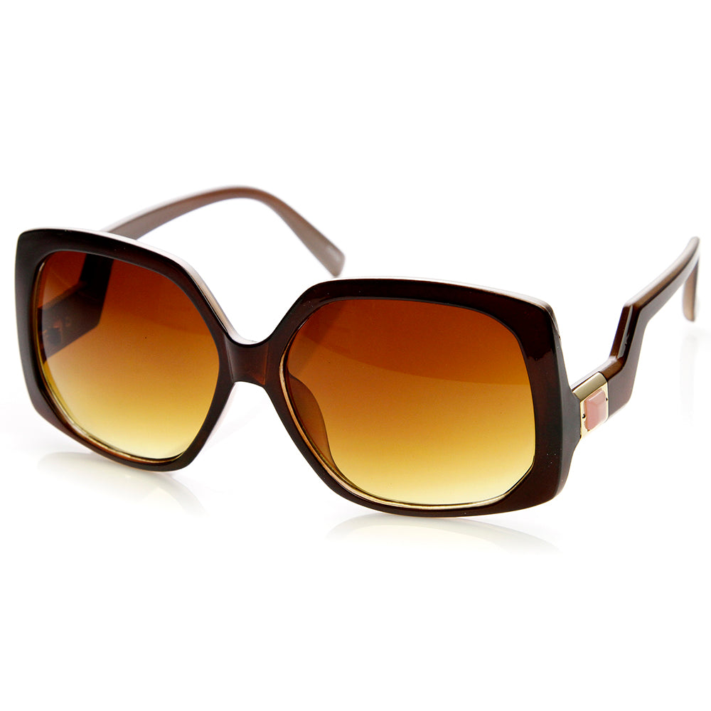 Womens Oversized Low Temple Square Sunglasses - sunglass.la