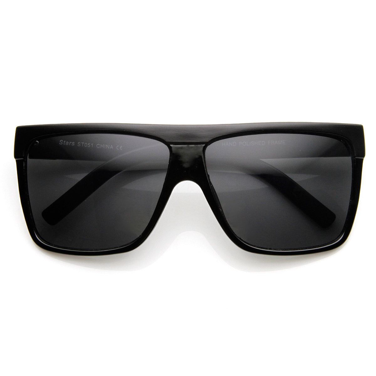 Large Retro Black Square Flat Top Aviator Sunglasses - sunglass.la