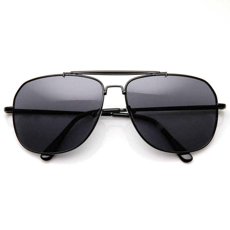 Classic Square Full Metal Frame Crossbar Aviator Sunglasses - sunglass.la