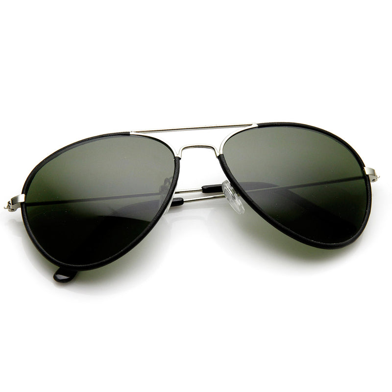 Classic Metal Two-Tone Pilot Teardrop Aviator Sunglasses - sunglass.la