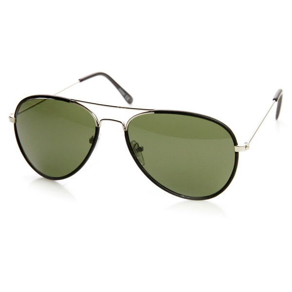 Classic Metal Two-Tone Pilot Teardrop Aviator Sunglasses - sunglass.la