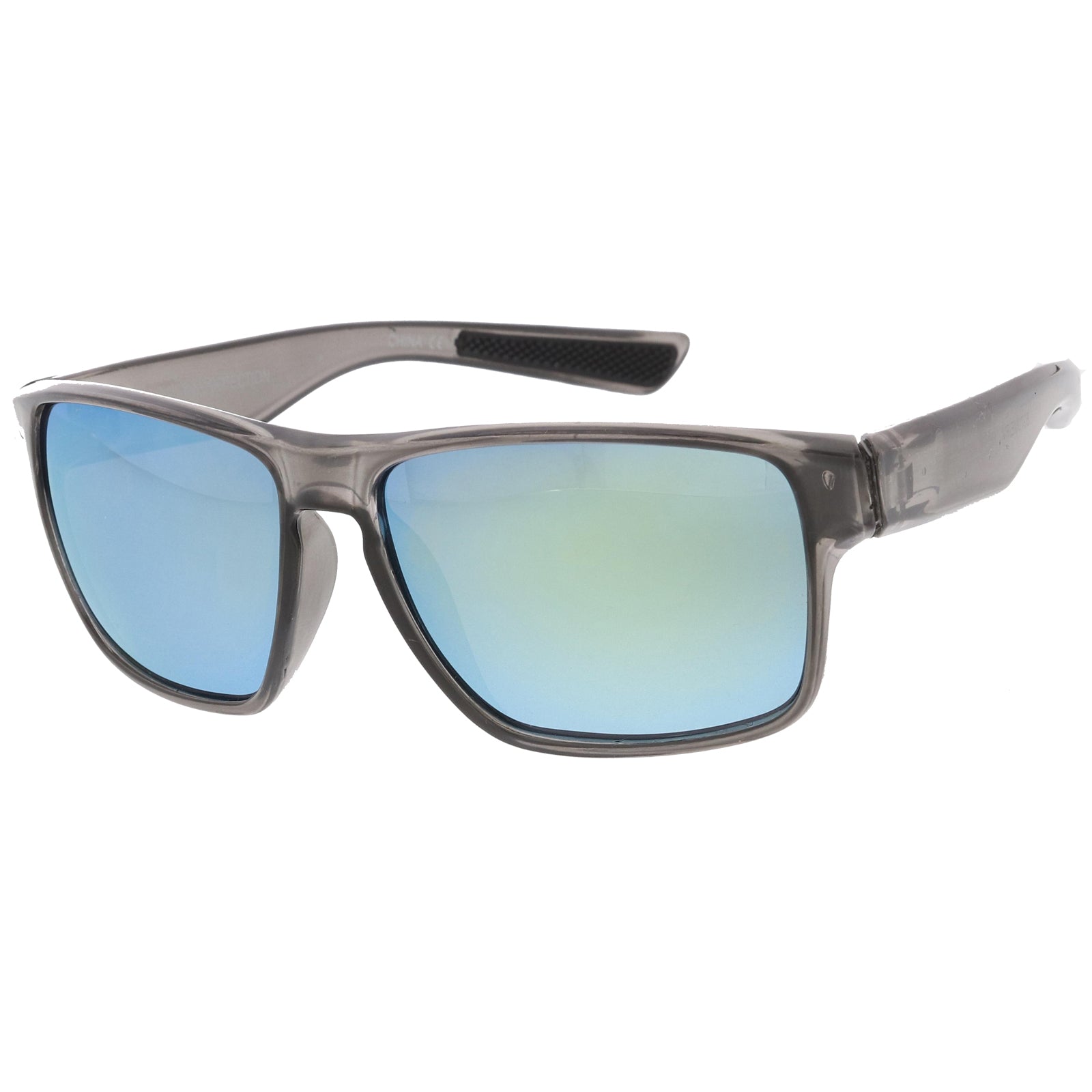 Action Sports Large Wide Temple Color Mirror Lens Sunglasses - sunglass.la