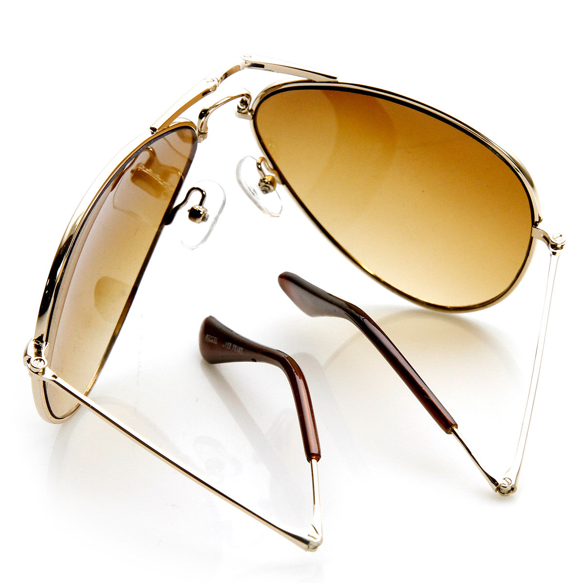 Folding Compact Fold-Up Pocket Metal Aviator Sunglasses + Case ...