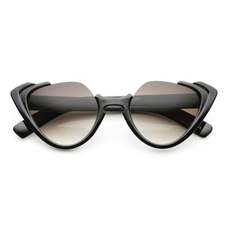 High Fashion Open Top Semi Rimless Womens Cat Eye Sunglasses Sunglass La