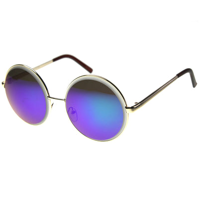 Super Large Oversized Metal Round Circle Sunglasses - sunglass.la