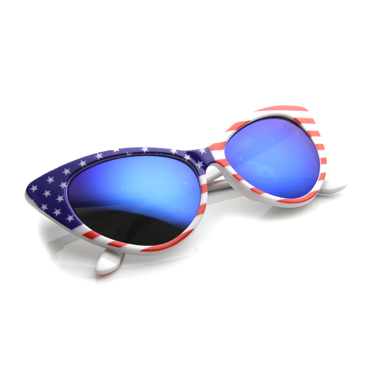 American Flag Patriotic Stars and Stripes Flash Mirrored Super Cat Eye ...
