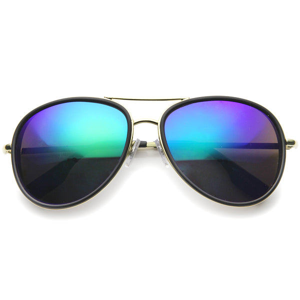 Mens Aviator Sunglasses With UV400 Protected Mirrored Lens - sunglass.la