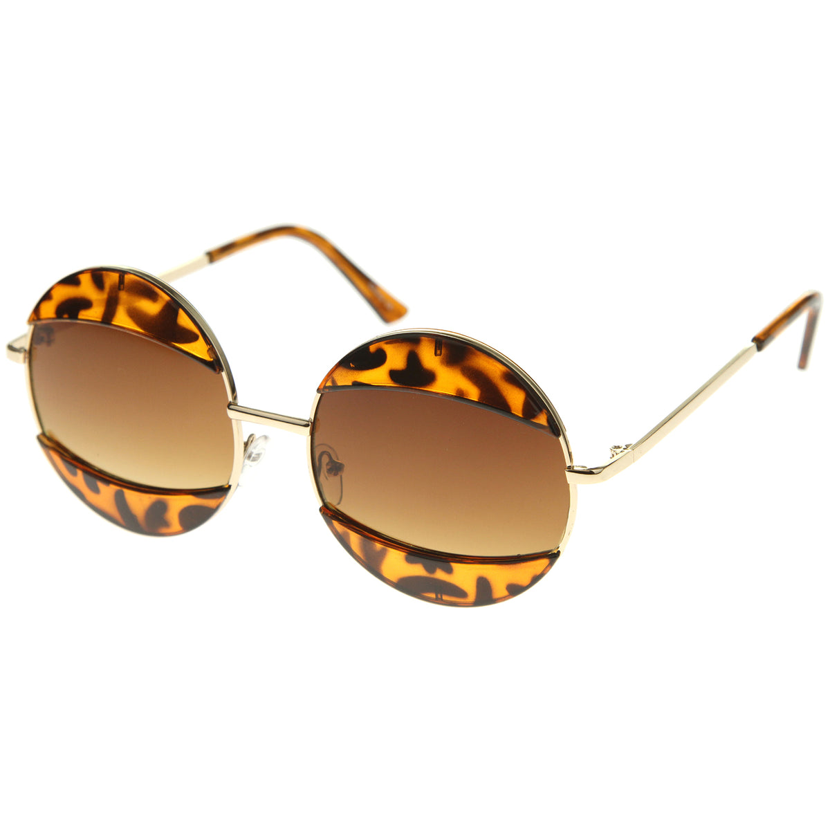 Womens Metal Round Sunglasses With Uv400 Protected Gradient Lens Sunglassla 
