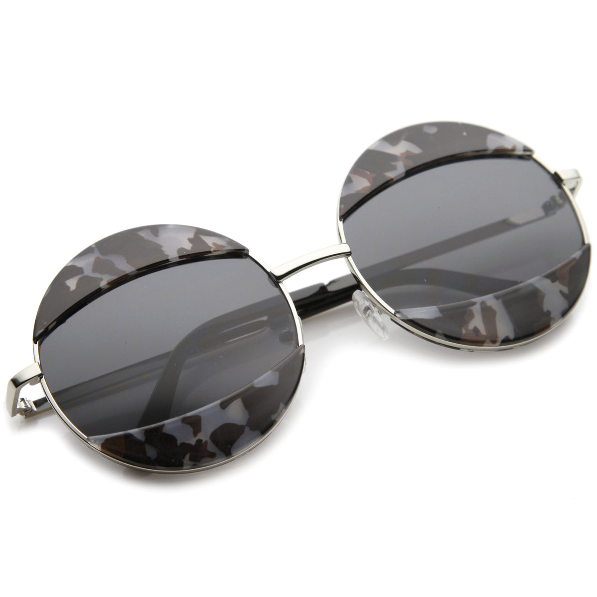 Womens Metal Round Sunglasses With Uv400 Protected Gradient Lens