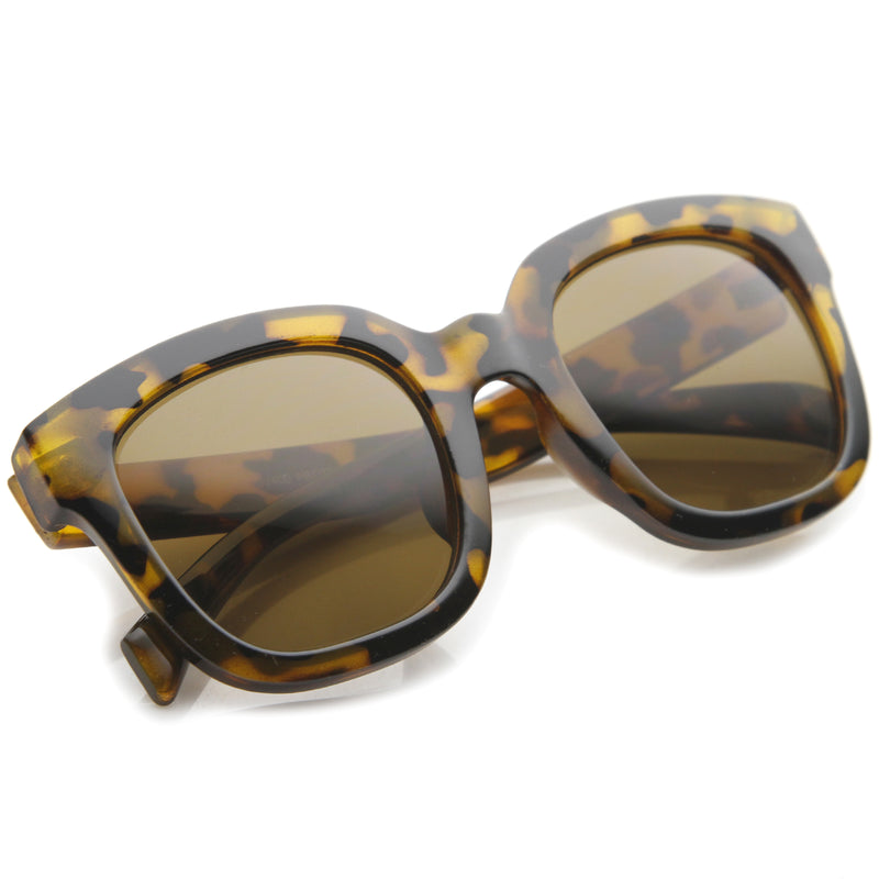 Contemporary Oversize Chunky Horn Rimmed Tinted Lens Square Sunglasses ...