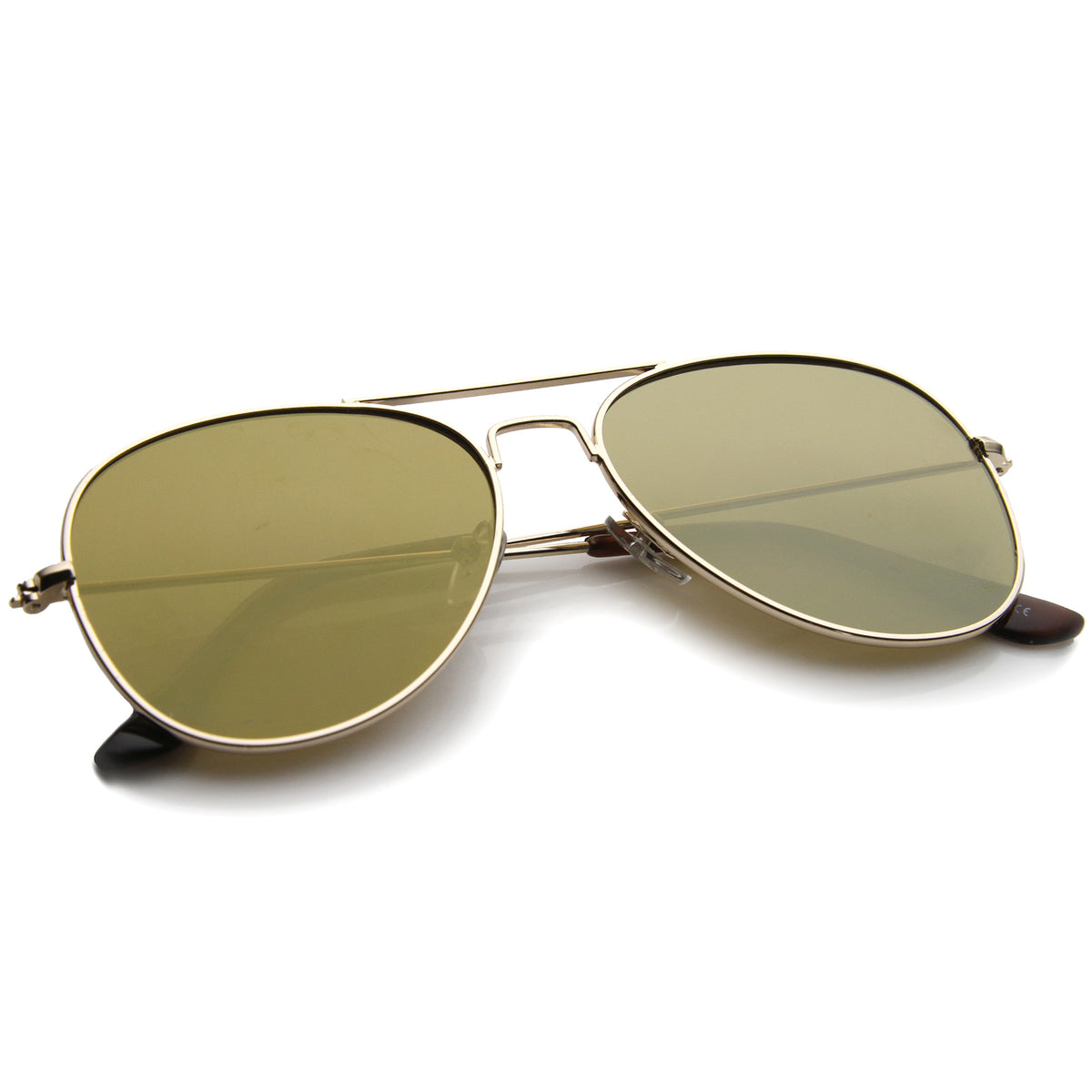 Classic Double Bridge Colored Mirror Flat Lens Aviator Sunglasses 55mm ...