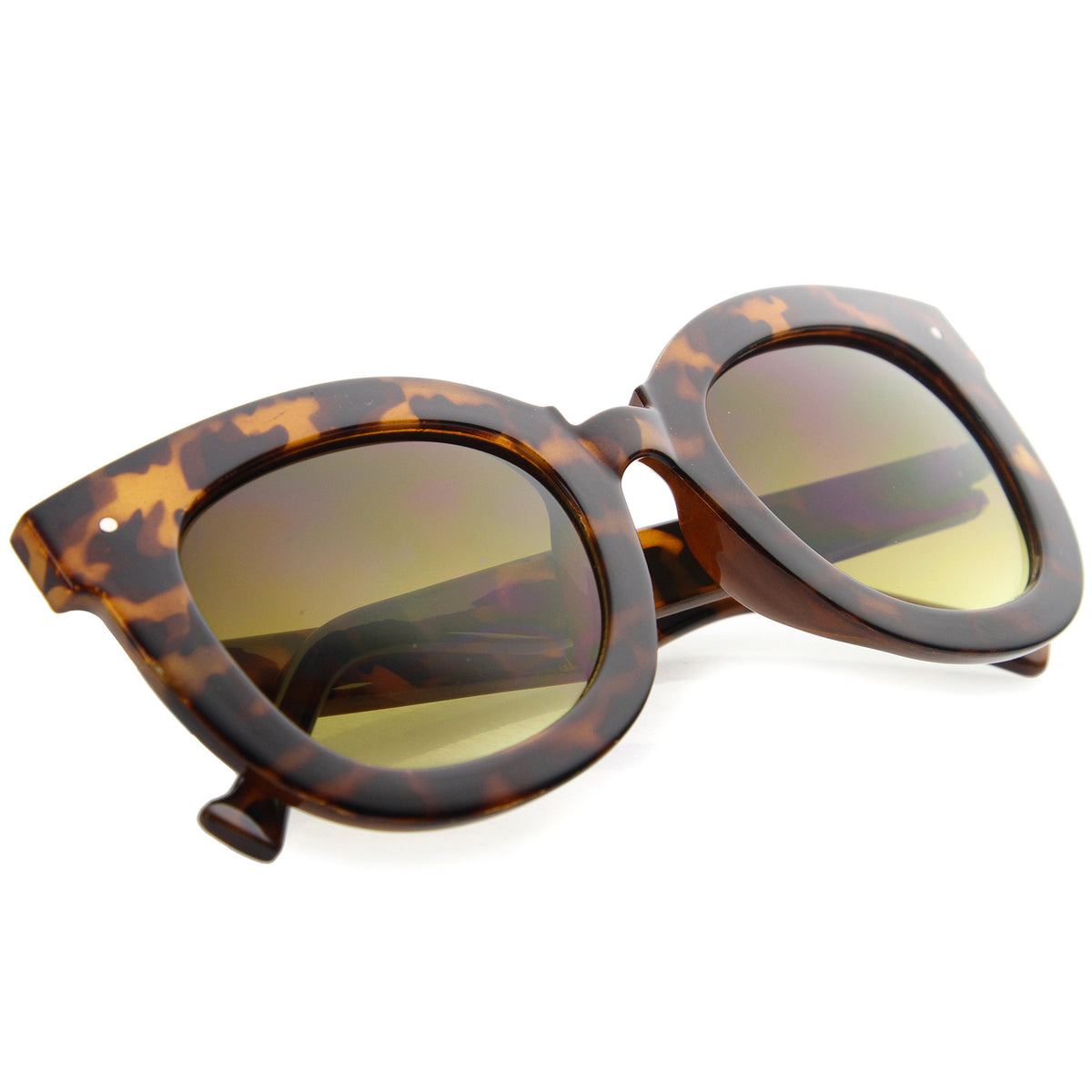 Womens Oversized Butterfly Horn Rimmed Round Cat Eye Sunglasses 67mm Sunglass La