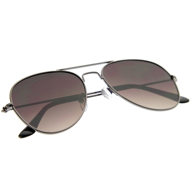 Classic Teardrop Full Metal Frame Gradient Flat Lens Aviator Sunglasse ...