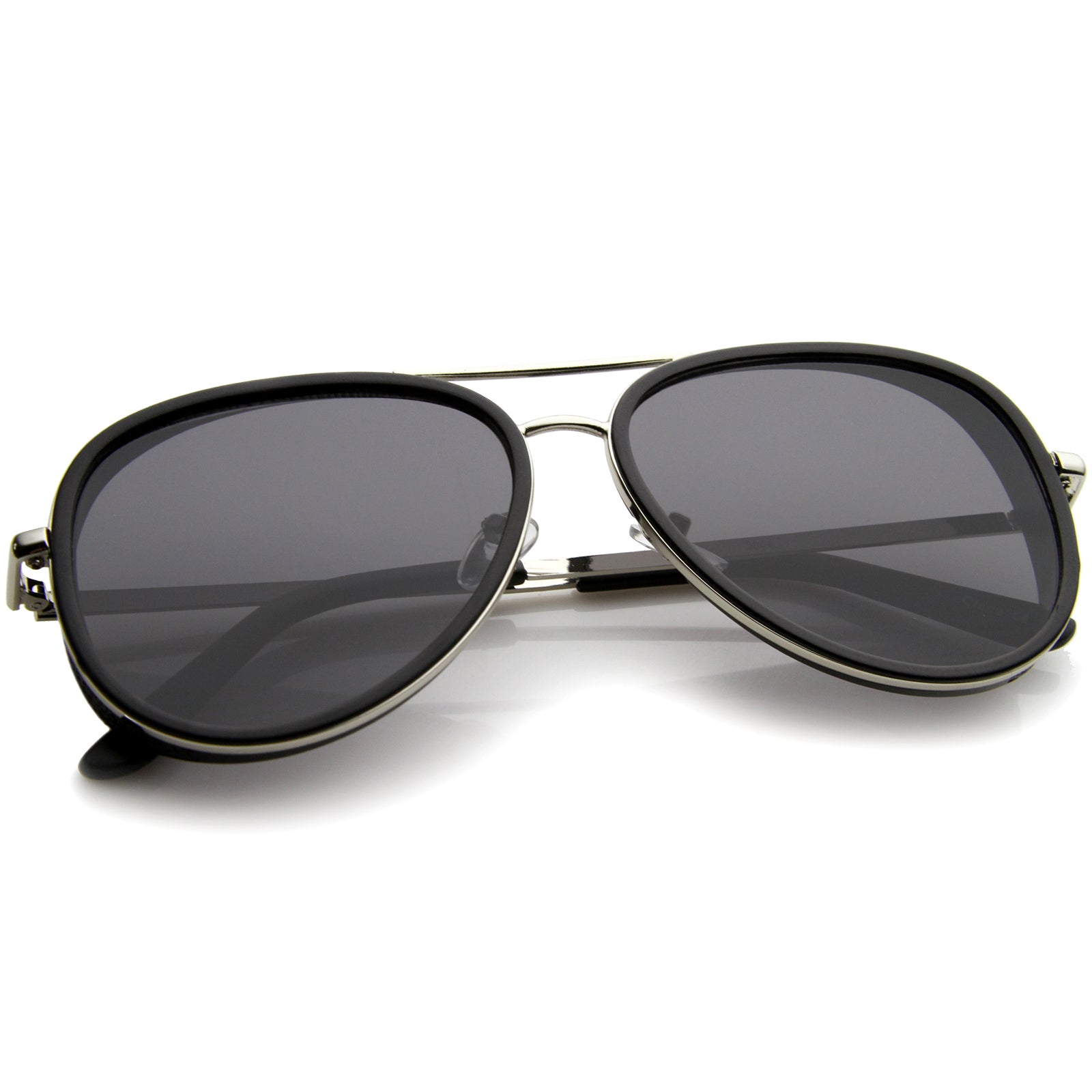 Retro Fashion Side Cover Flat Lens Two-Tone Metal Aviator Sunglasses 5 ...