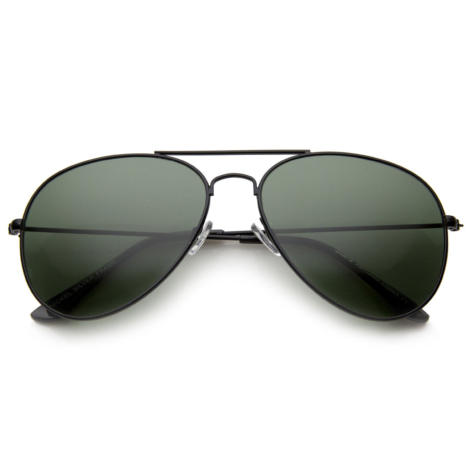 Classic Brow Bar Full Metal Frame Green Lens Aviator Sunglasses 60mm ...