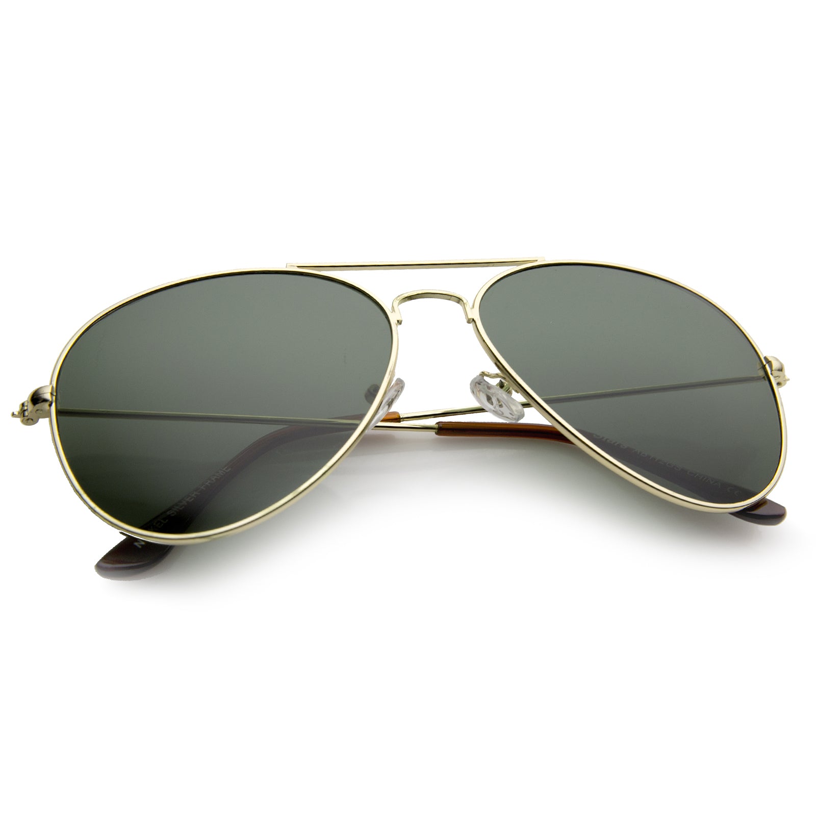Classic Brow Bar Full Metal Frame Green Lens Aviator Sunglasses 60mm ...