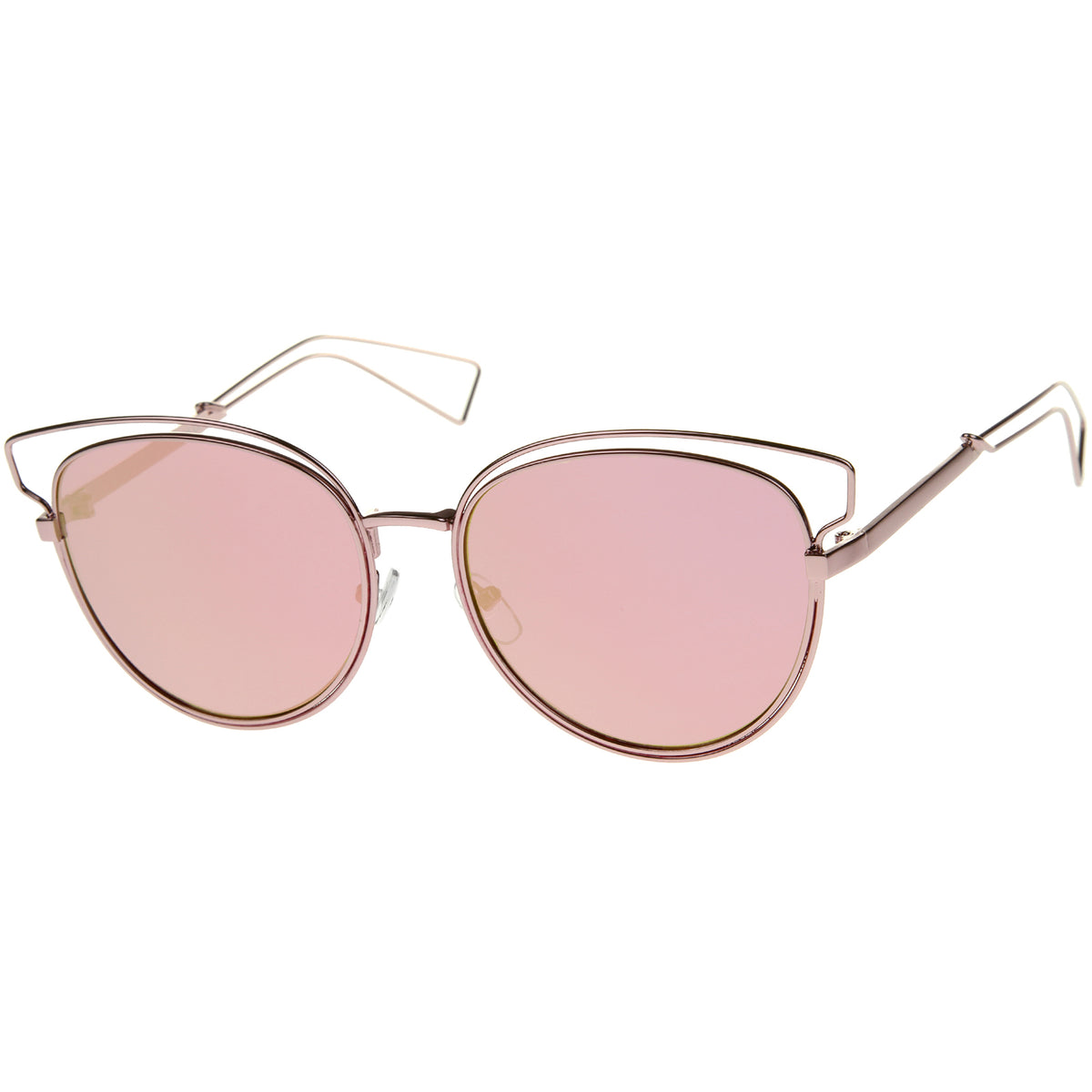 Womens Fashion Open Metal Frame Iridescent Lens Cat Eye Sunglasses 55m ...