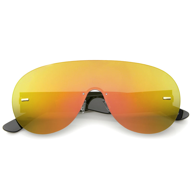 Futuristic Rimless Frame Mono Lens Aviator Shield Sunglasses 71mm ...