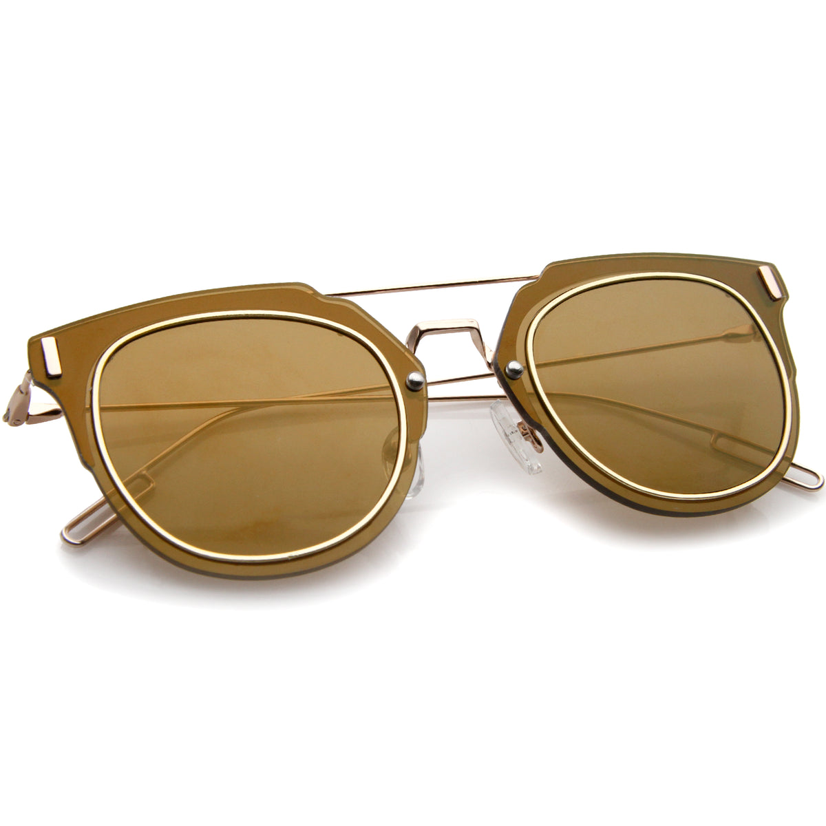 Modern Ultra Slim Wire Frame Mirrored Flat Lens Pantos Sunglasses 58mm ...