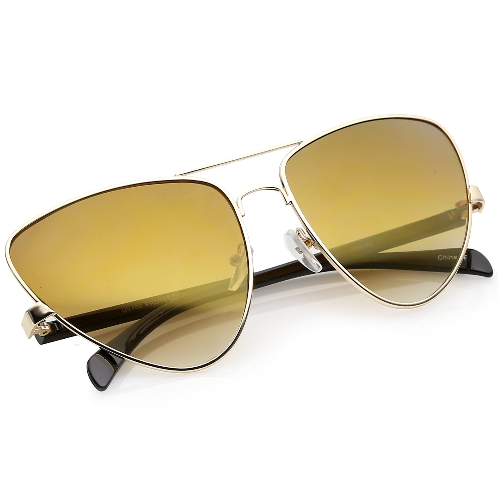 Oversize Metal Crossbar Colored Mirror Lens Cat Eye Sunglasses 60mm ...