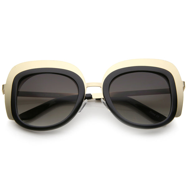 Women's Oversize Two-Tone Metal Frame Border Square Sunglasses 43mm ...