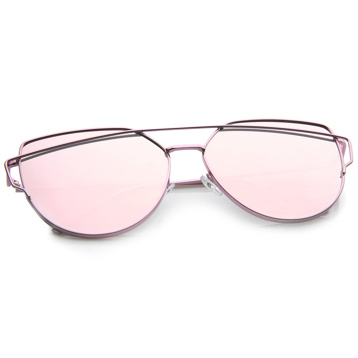 Oversize Metal Frame Thin Temple Color Mirror Flat Lens Aviator Sungla ...