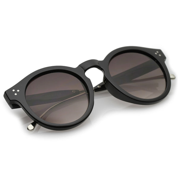 Metal Temple Keyhole Bridge Neutral-Colored Lens P3 Round Sunglasses 5 ...