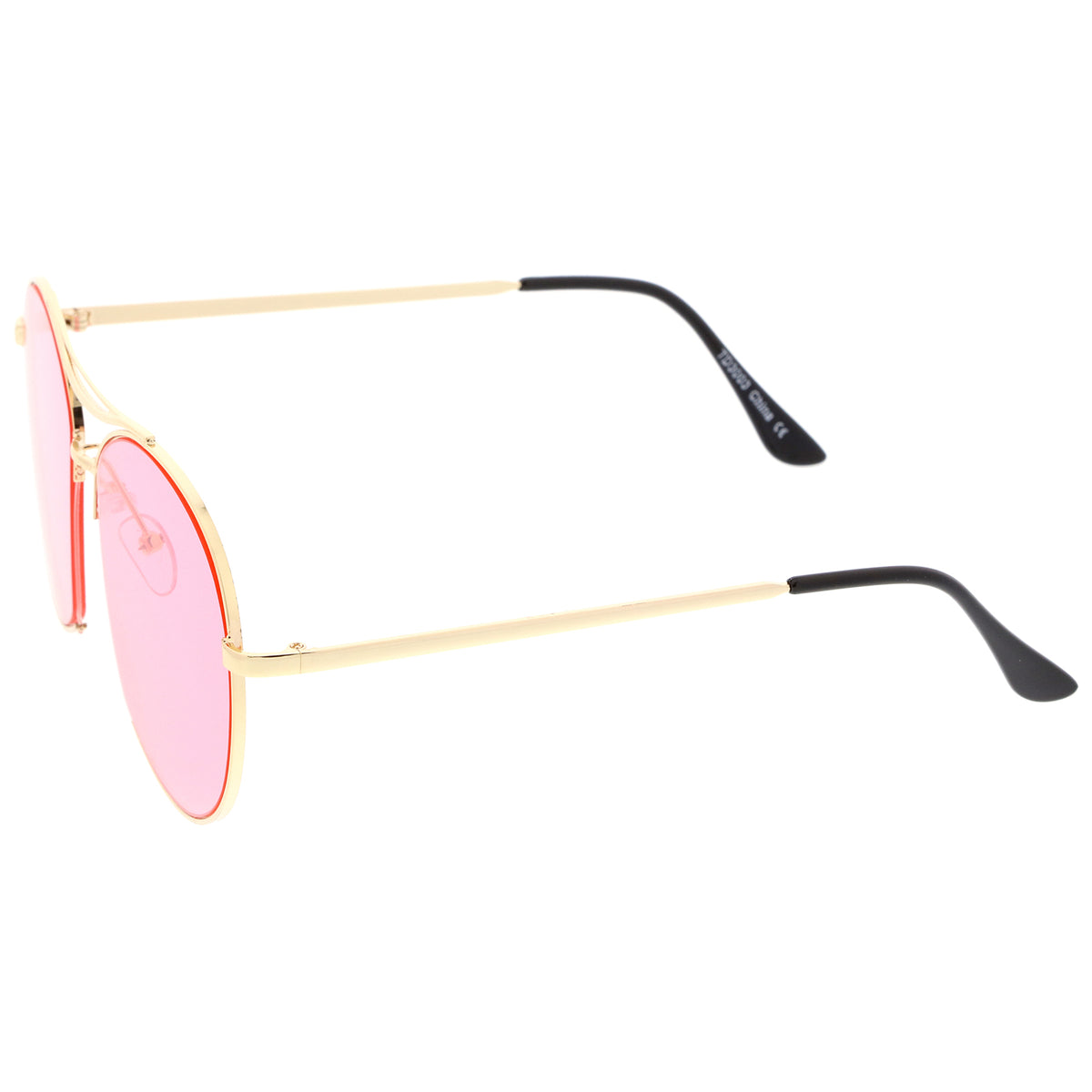 Oversize SemiRimless Brow Bar Round Flat Lens Aviator Sunglasses 59mm