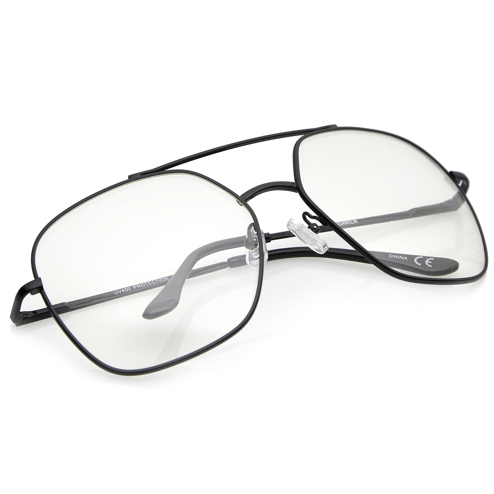 Retro Oversize Metal Frame Slim Temple Clear Lens Square Eyeglasses 64 ...