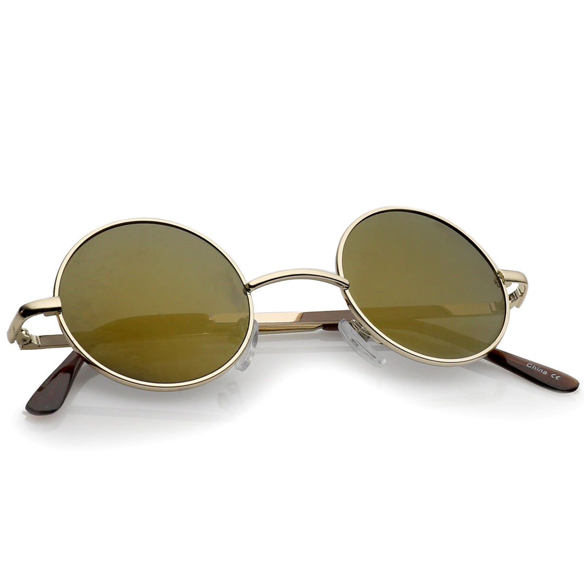 Small Retro Lennon Inspired Style Neutral Colored Lens Round Metal Sun 