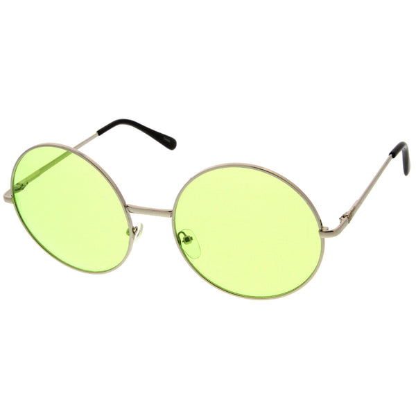 Super Oversize Slim Temple Colorful Lens Round Sunglasses 61mm 