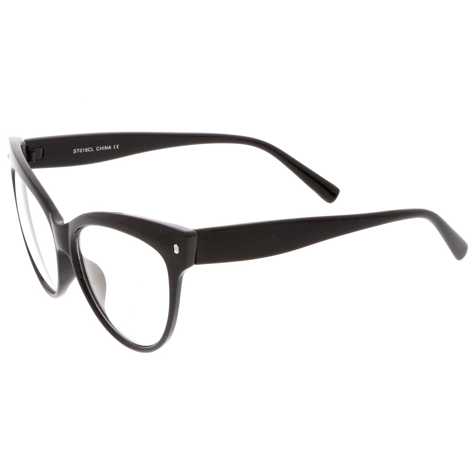 Women's Oversize Wide Arms Clear Lens Cat Eye Eyeglasses 58mm - sunglass.la