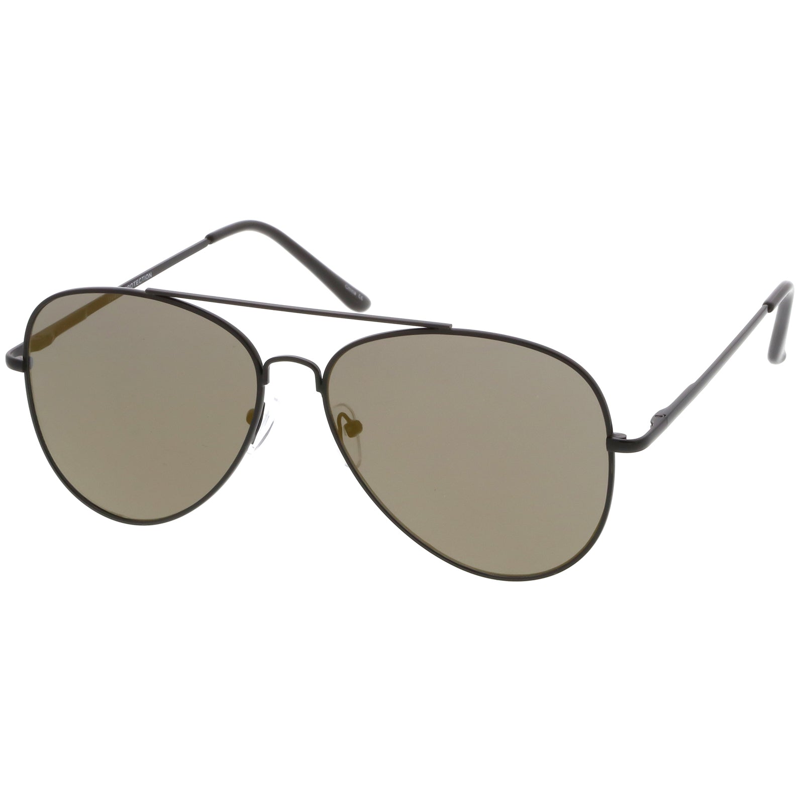 Classic Metal Aviator Sunglasses Slim Arms Straight Crossbar Mirrored ...