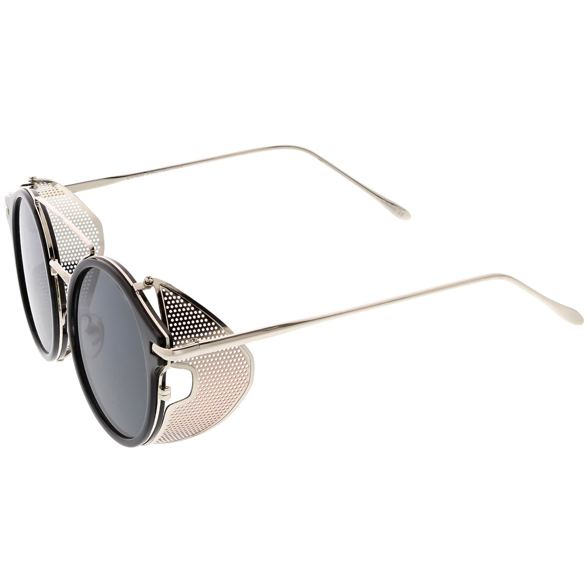 Steampunk Round Horn Rimmed Sunglasses Double Crossbar Fold In Side Co ...
