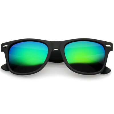 Rubberized Frame Mirror Polarized Lens Square Horn Rimmed Sunglasses 5 ...