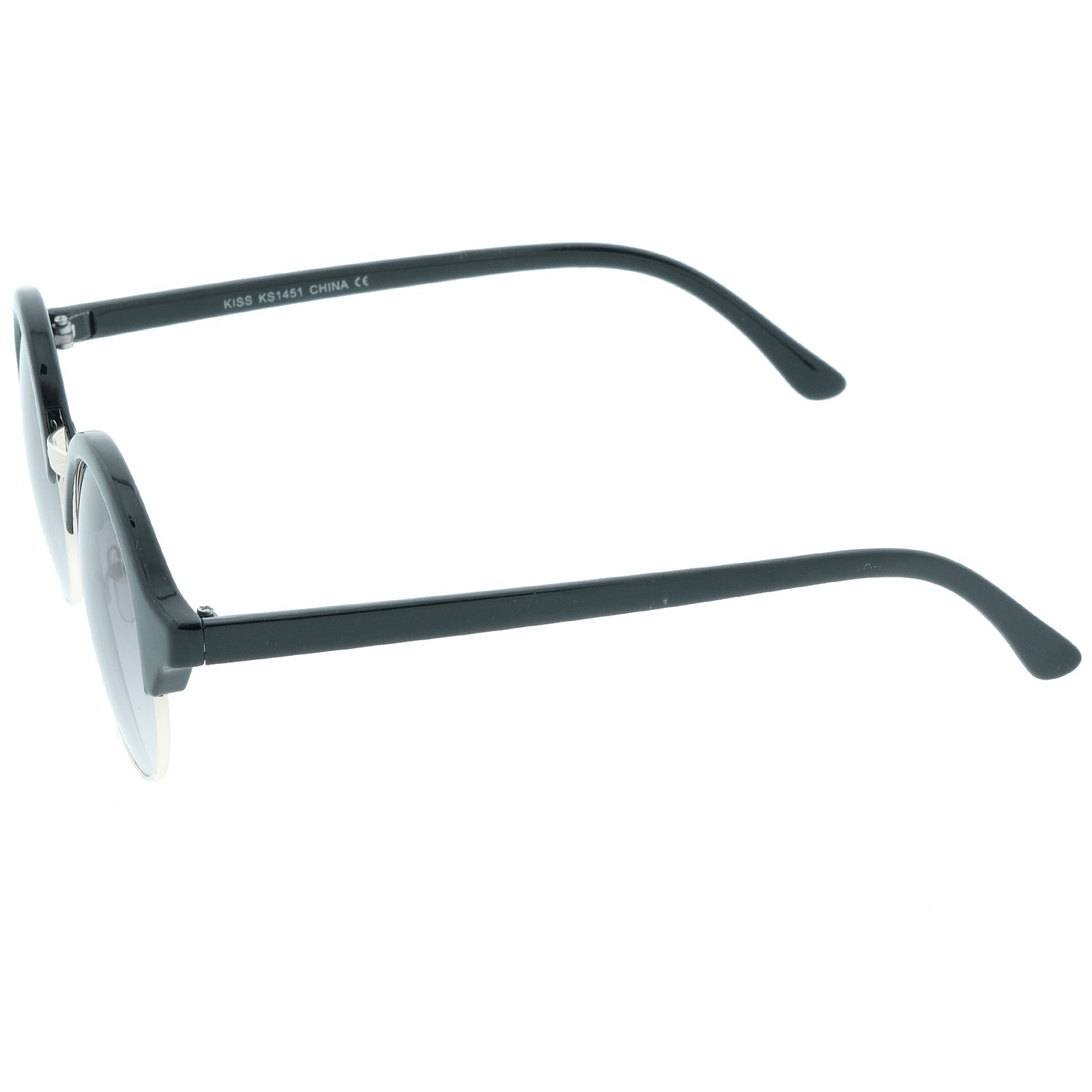 Classic Semi-Rimless Metal Nose Bridge P3 Round Sunglasses 47mm ...