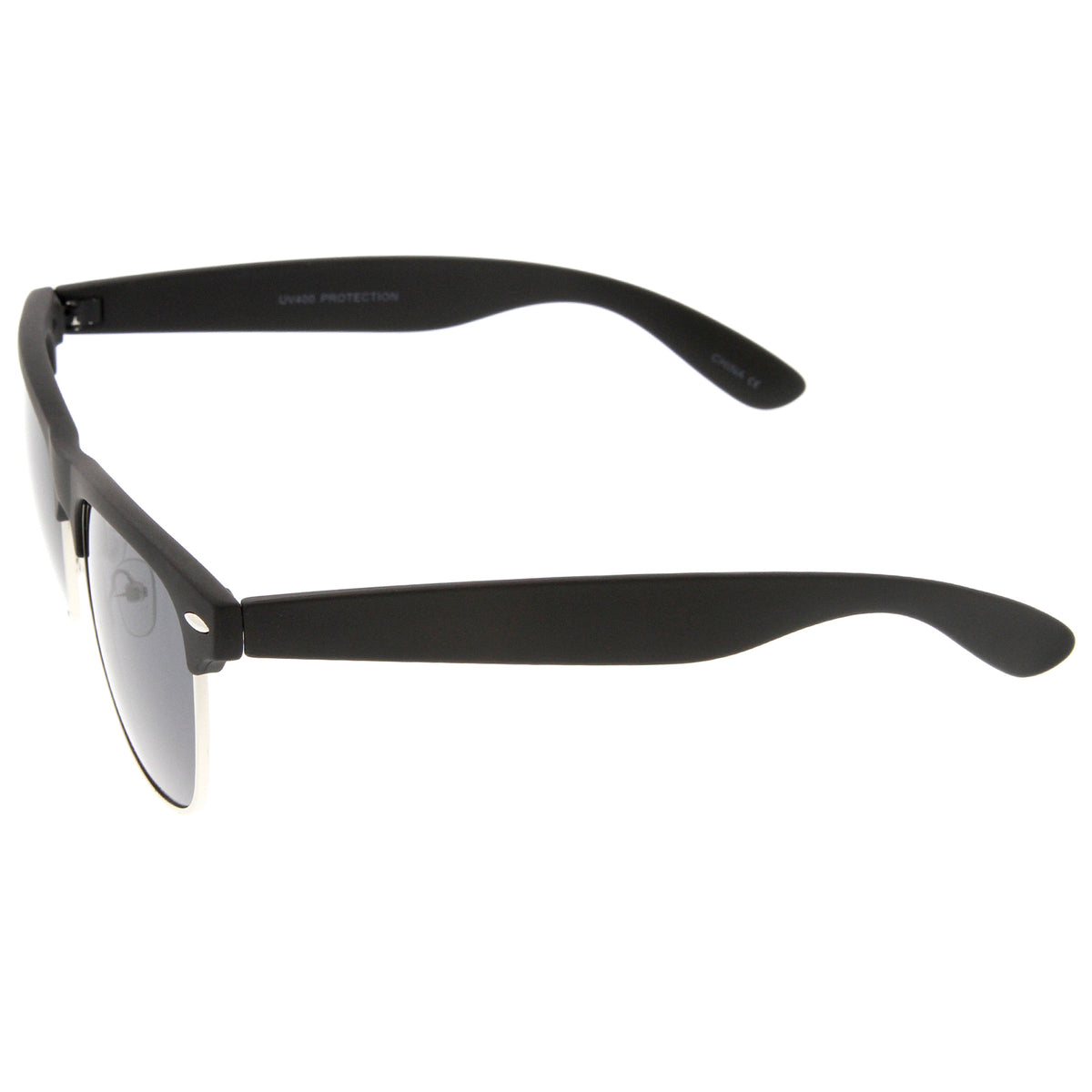 Classic Rubber Finish Half Frame Square Lens Horn Rimmed Sunglasses 55