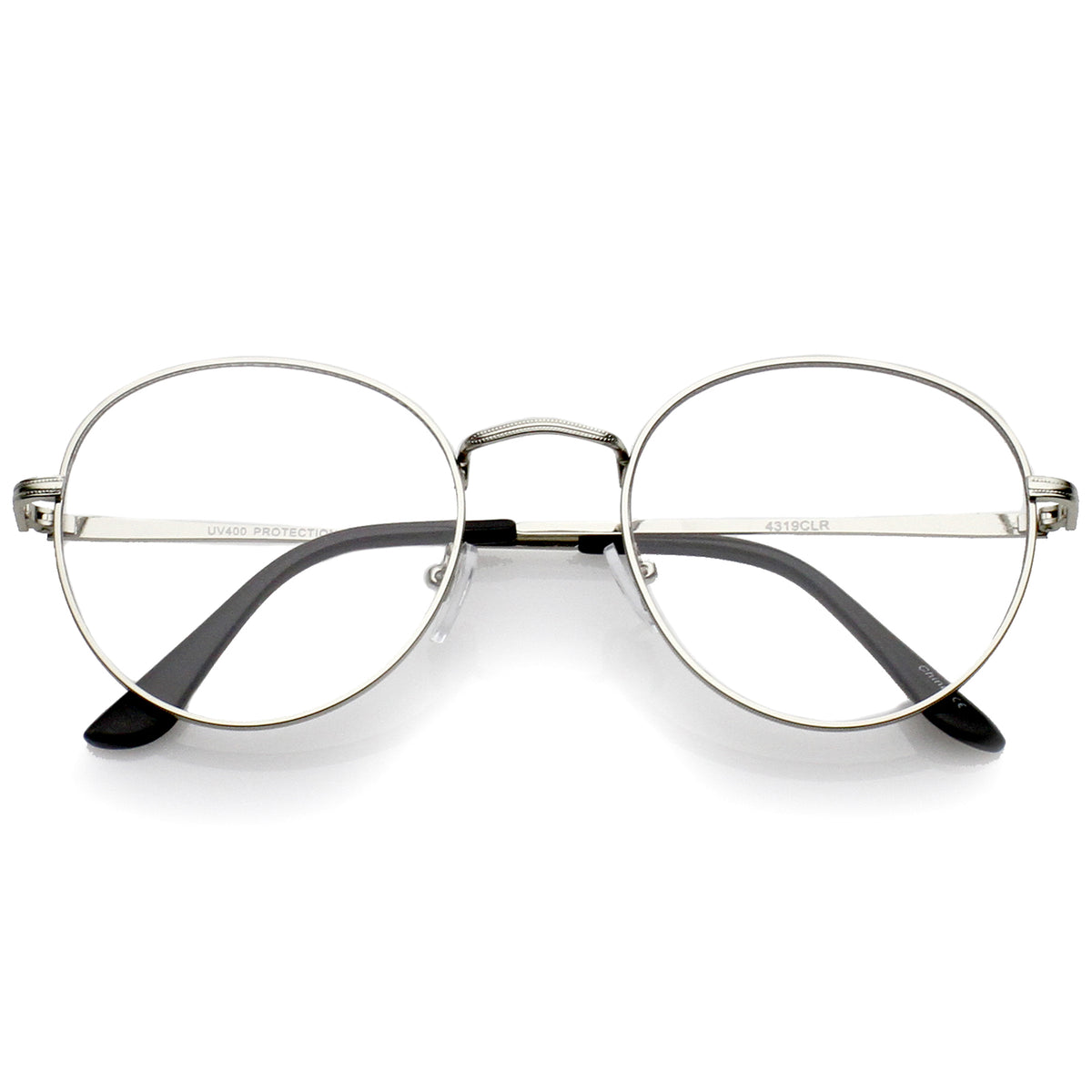 Classic Slim Metal Frame Clear Flat Lens Round Eyeglasses 52mm 