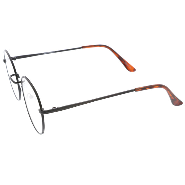 Classic Slim Metal Frame Clear Flat Lens Round Eyeglasses 52mm Sunglass La