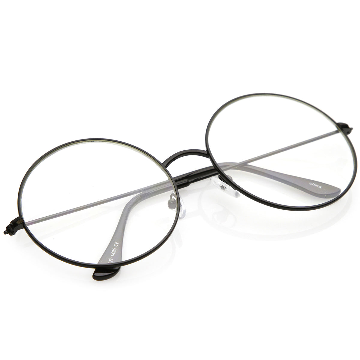 Classic Oversize Slim Metal Frame Clear Flat Lens Round Eyeglasses 56m Sunglassla 