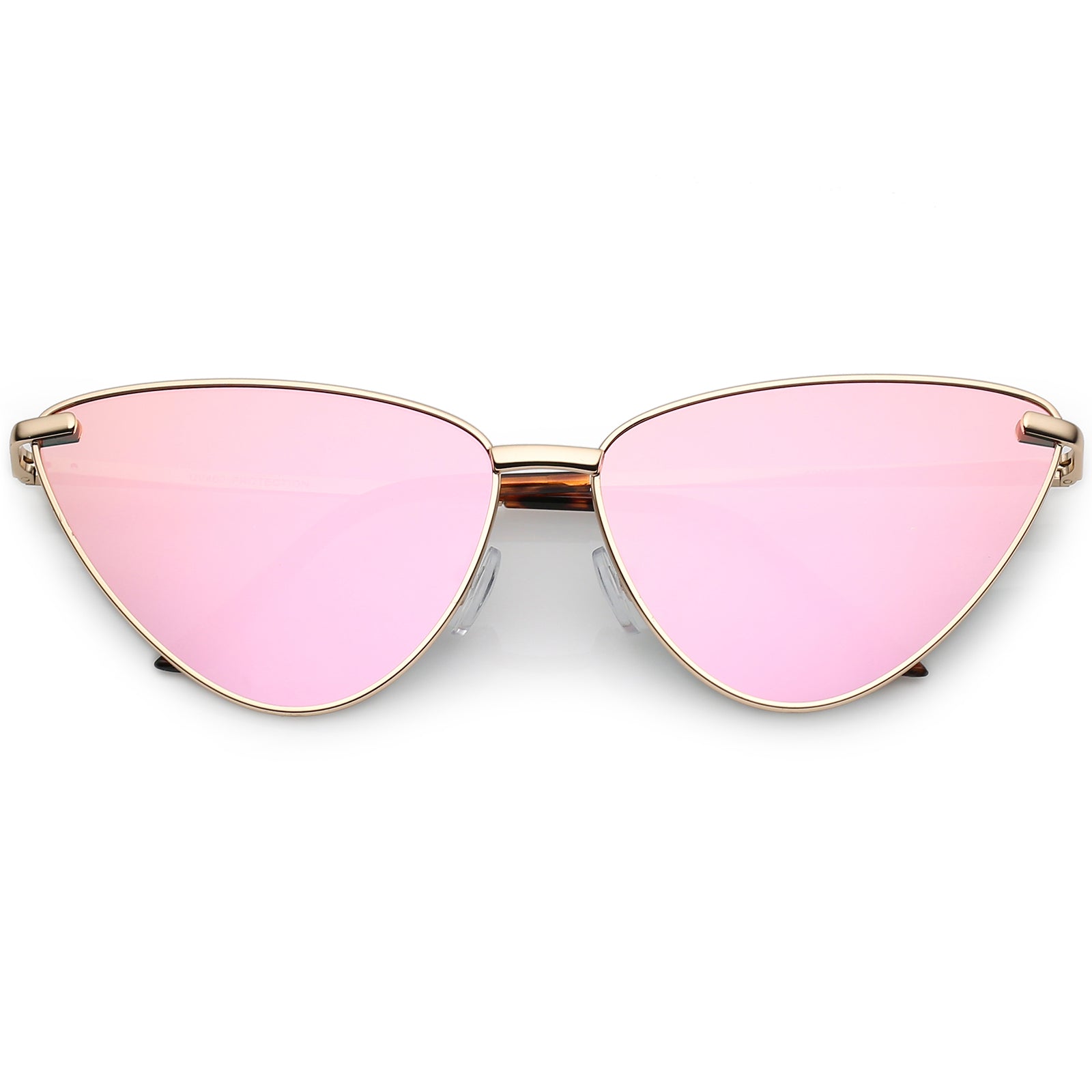 Oversize Ultra Thin Metal Cat Eye Sunglasses With Pink Mirrored Flat L ...