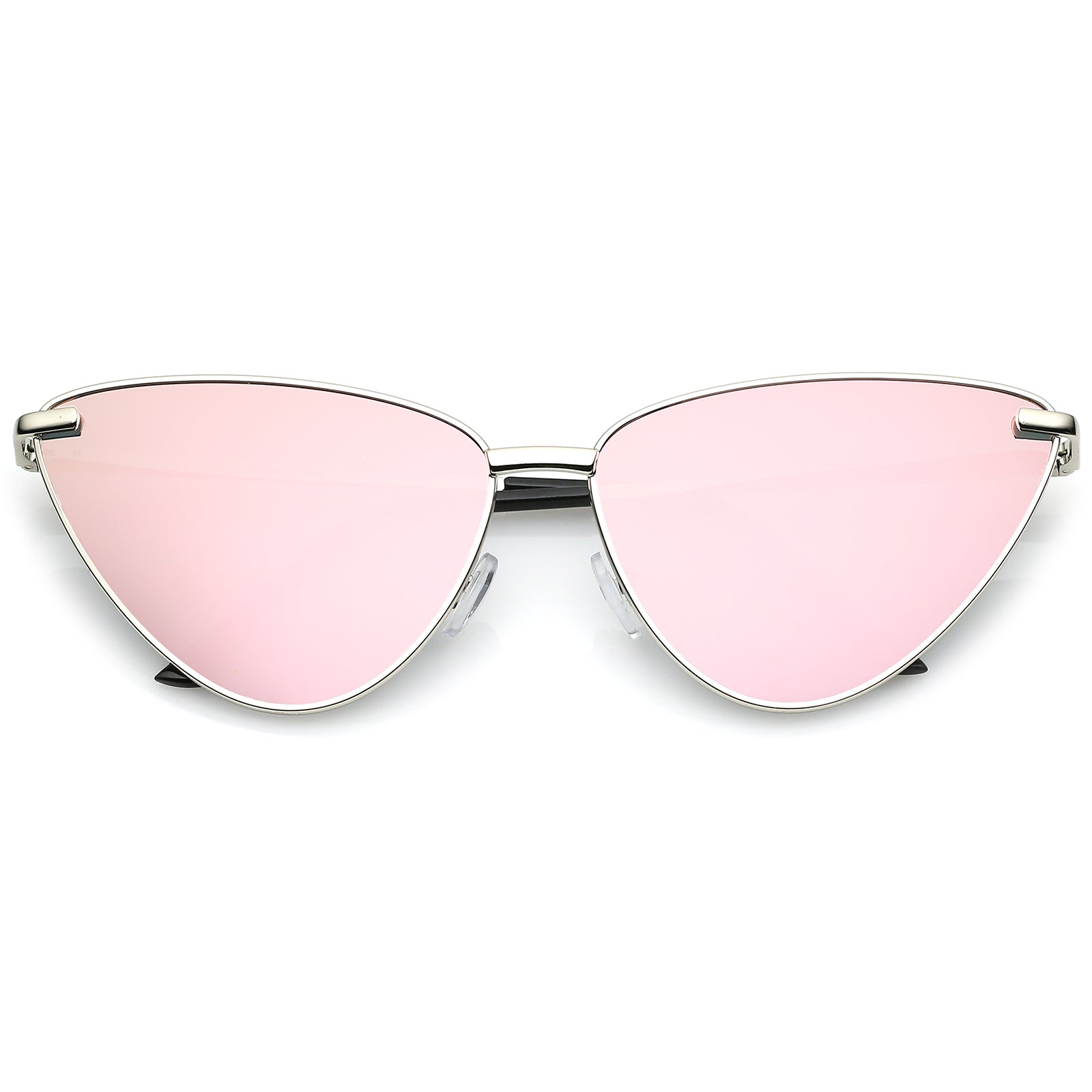 Oversize Ultra Thin Metal Cat Eye Sunglasses With Pink Mirrored Flat L ...